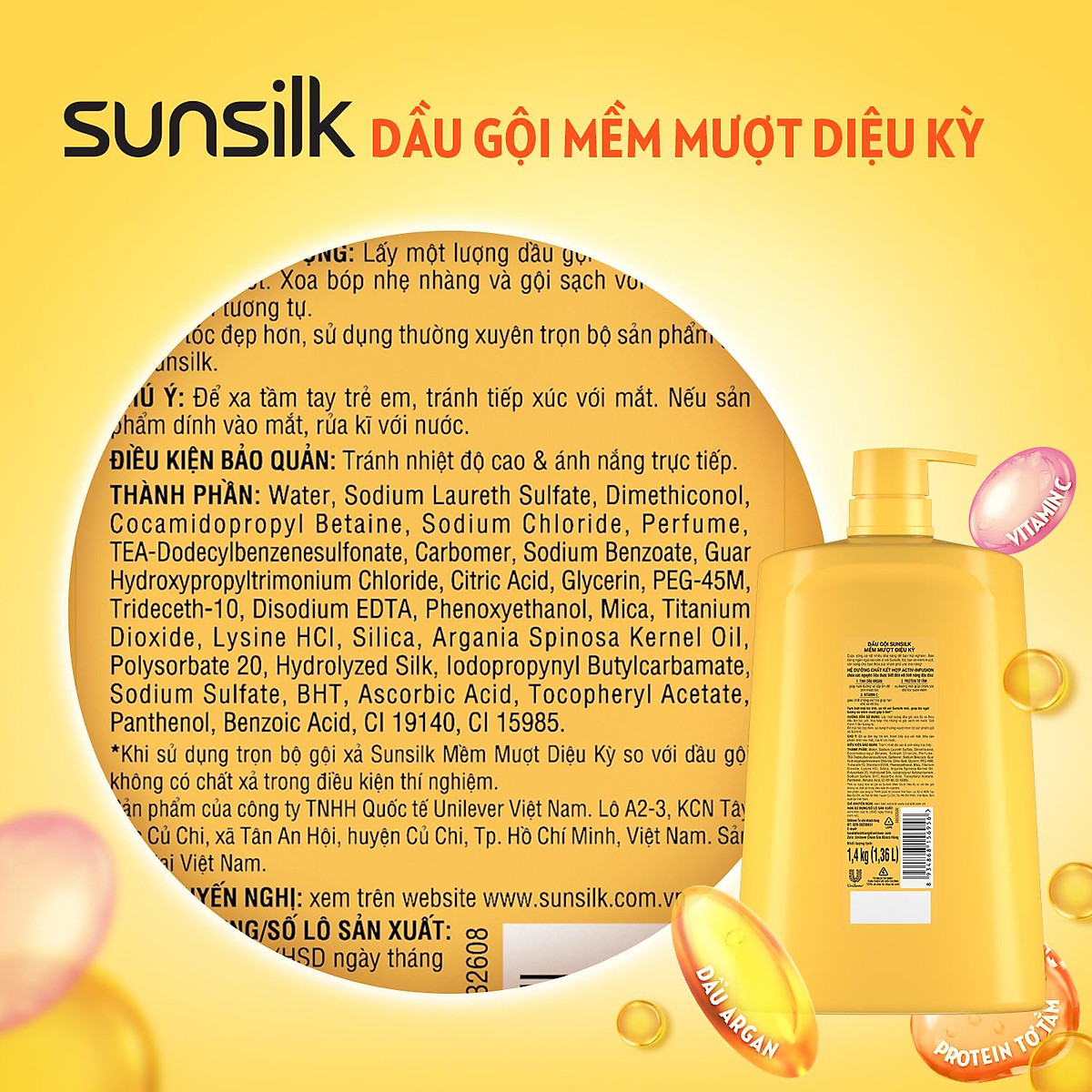 Dầu Gội Sunsilk Mềm Mượt Diệu Kỳ Từ Tinh Dầu Tự Nhiên 1.4kg