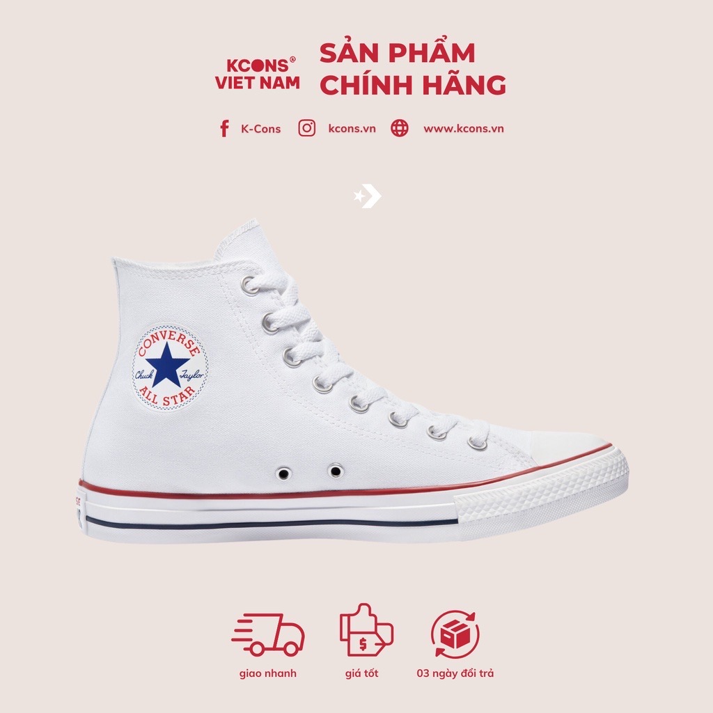 Chuck Taylor Classic White High | Giày Converse Vải Màu Trắng Cổ Cao M7650C