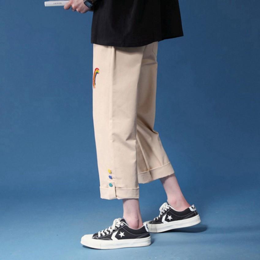 Sống cảm hứng Quần Kaki Baggy Nam Nữ KAKI Ống Suông Unisex Quần Ống Suông cầu vồng hot