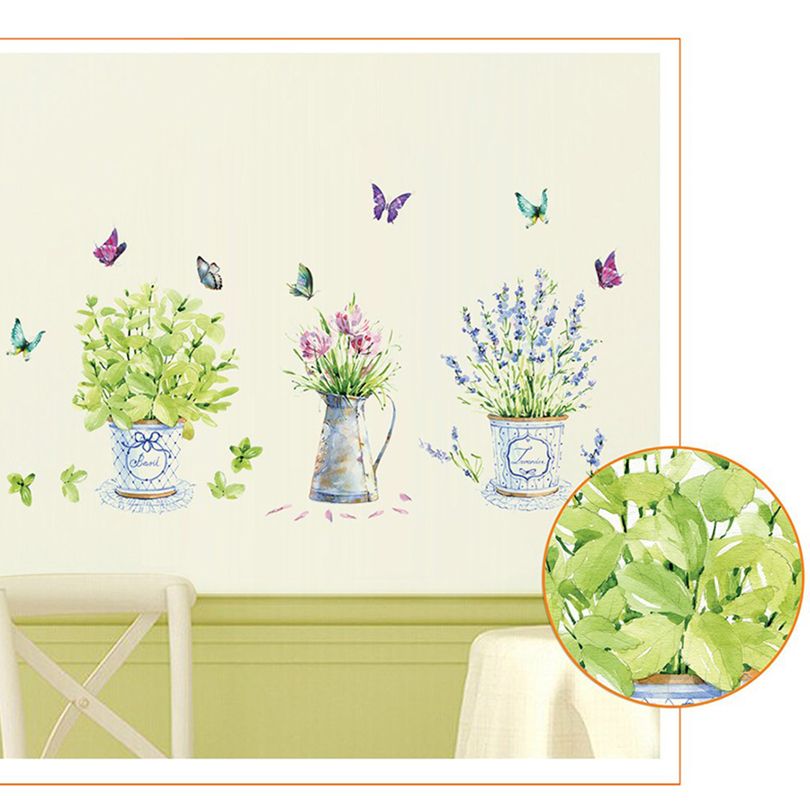 Decal Dán Tường Họa Tiết 3 Bình Hoa PK106 (80 x 110 cm)