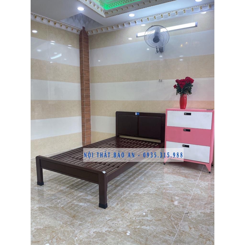 Giường sắt kiểu gỗ cao cấp BẢO AN - 1M2X2M, tháo lắp dễ dàng, miễn phí vận chuyển nội thành HCM
