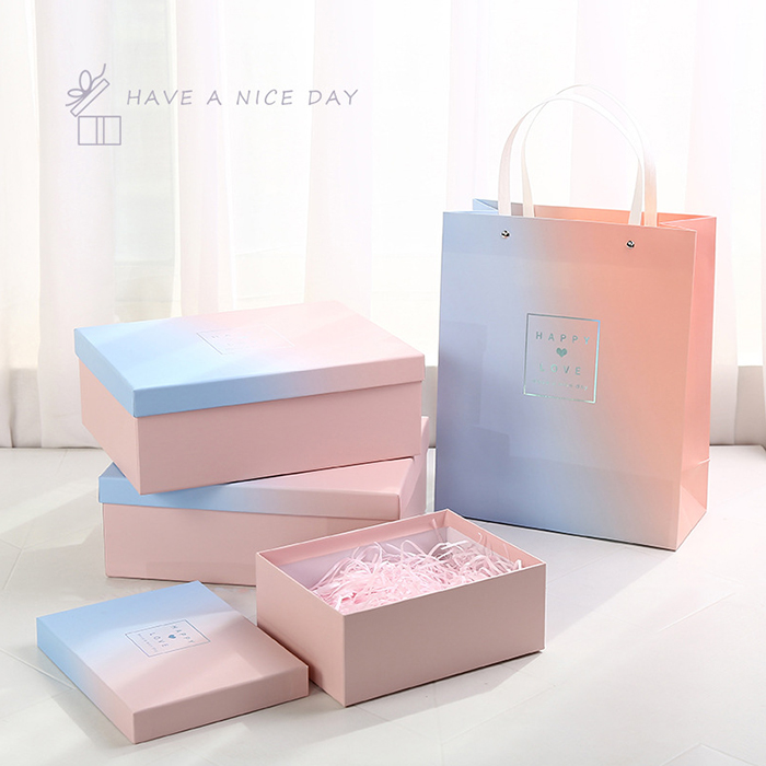 Hộp đựng quà hình chữ nhật kèm túi 2 màu Hộp đựng quà hình chữ nhật kèm túi 2 màu
