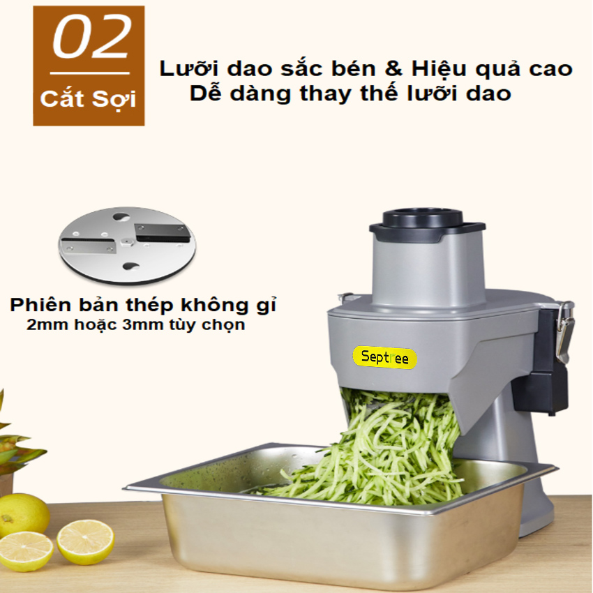 Máy thái rau củ quả đa năng, thái lát, thái sợi, thái hạt lựu thương hiệu Septree GJ817 - Hàng chính hãng