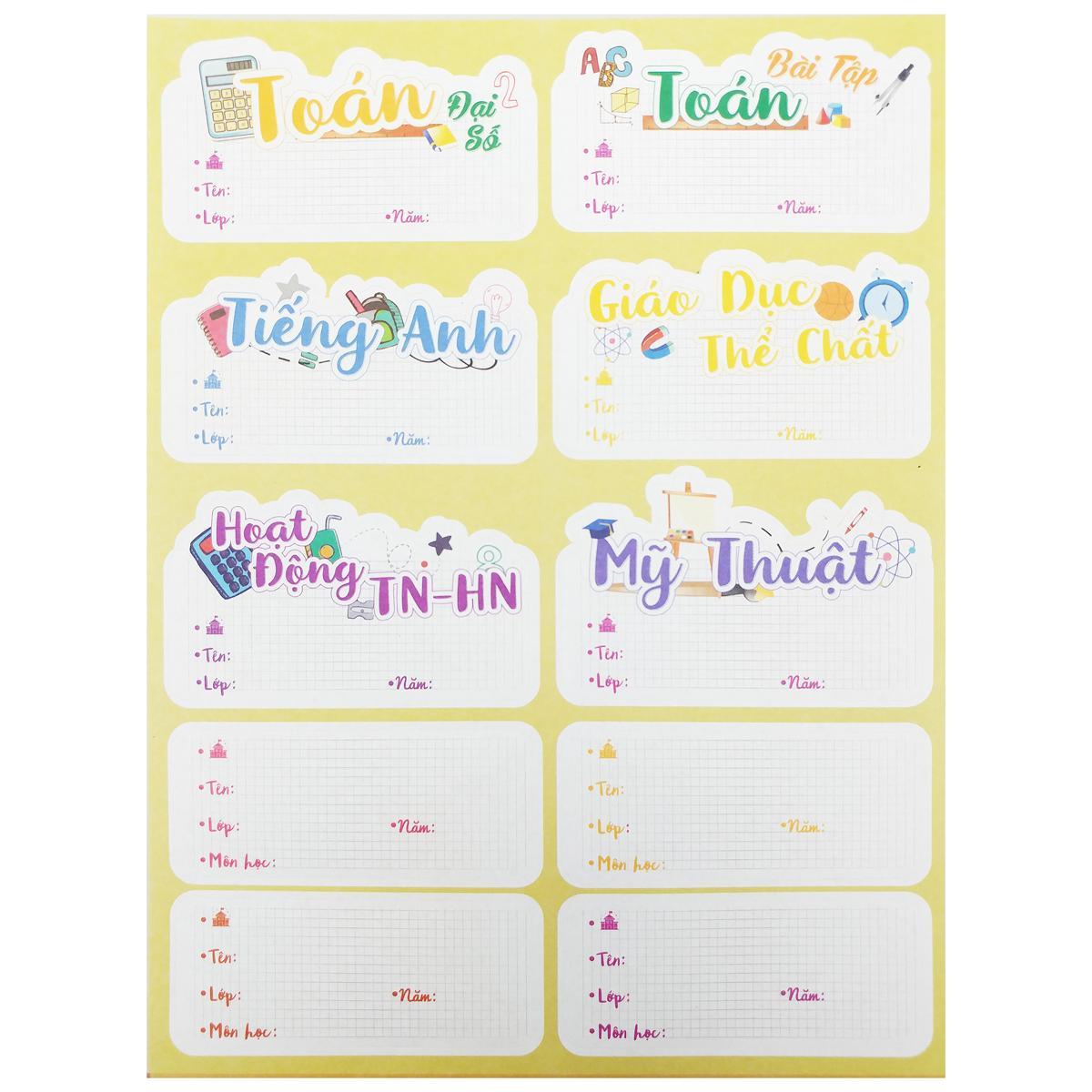 Sticker Nhãn Vở Môn Học - Teenage NV-07 - Cấp 3 (3 Tờ/Xấp)
