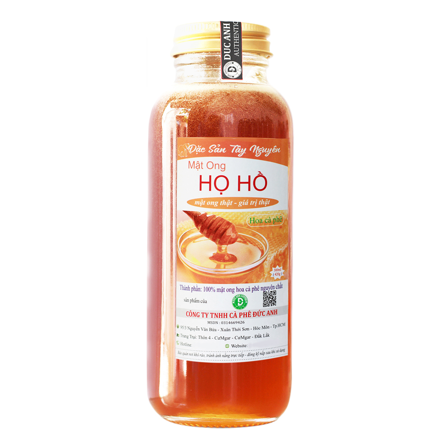 Combo 2 Chai Mật ong nguyên chất hoa cà phê HỌ HỒ (Chai thủy tinh 300ml + Chai Pet 500ml)