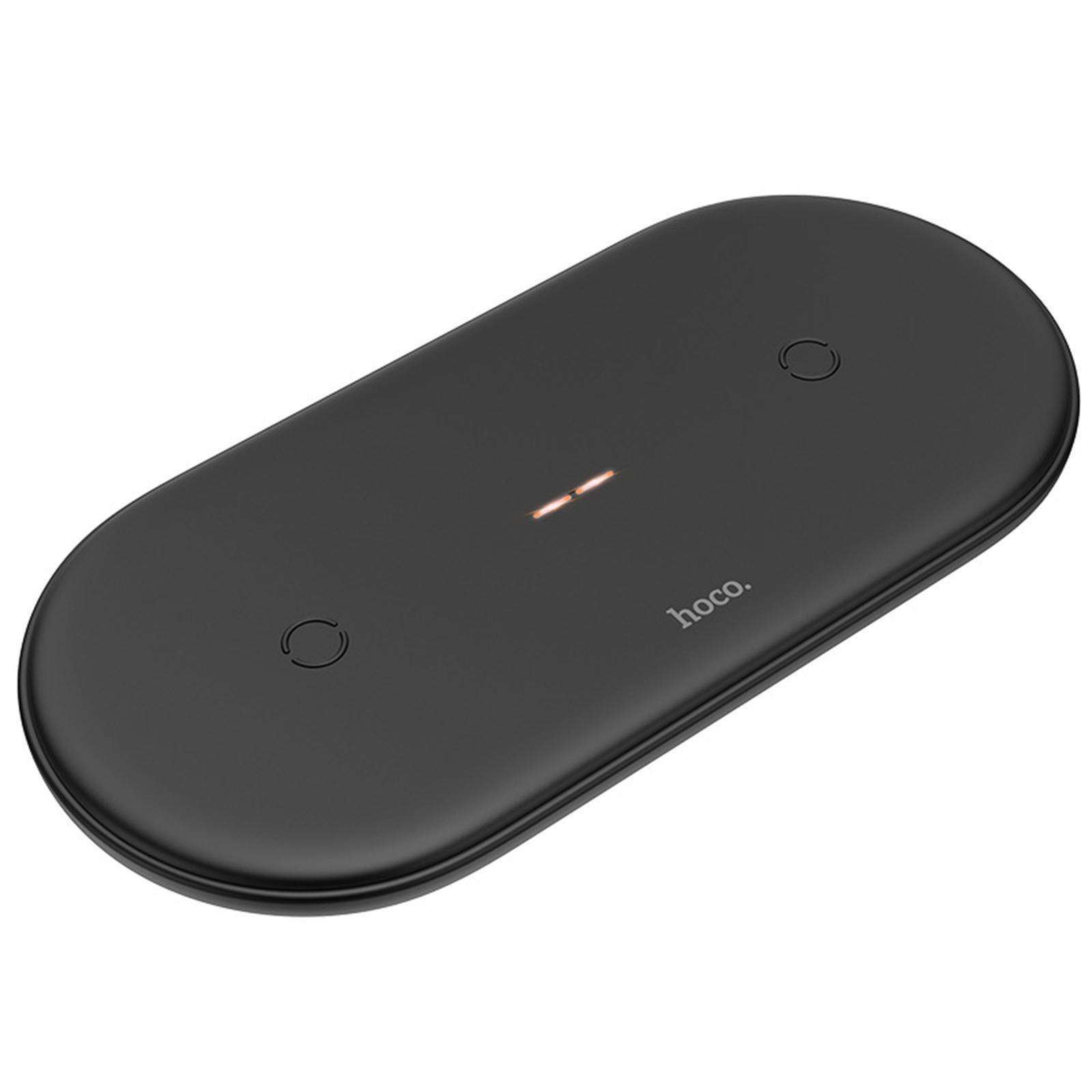 2 in 1  Wireless Charger Pad Fast Dual Charge for Smart Phones Black