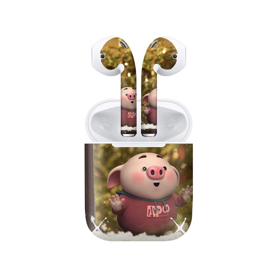 Miếng dán skin cho AirPods in hình Heo con dễ thương - HEO2k19-027 (AirPods ,1 2, Pro, TWS, i12)