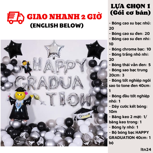 Bộ bong bóng trang trí lễ tốt nghiệp Graduation Balloon set ltn24
