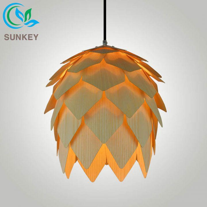 Đèn Gỗ Trang Trí Thả Trần Quả Thông - Kích Thước 50x45cm - Chất Liệu Gỗ Plywood Nhập Khẩu - Trang Trí Mọi Không Gian