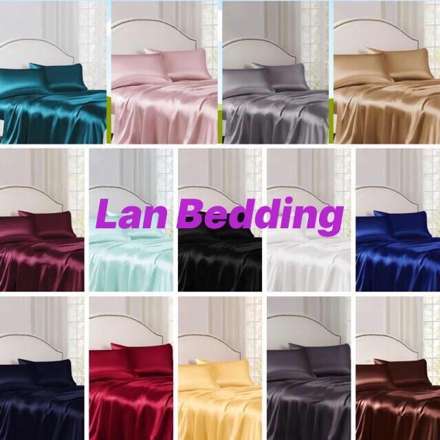 Bộ Drap Gối Phi Lụa Cao cấp hàng loại 1 chất vải dày hàng mát Lan Bedding