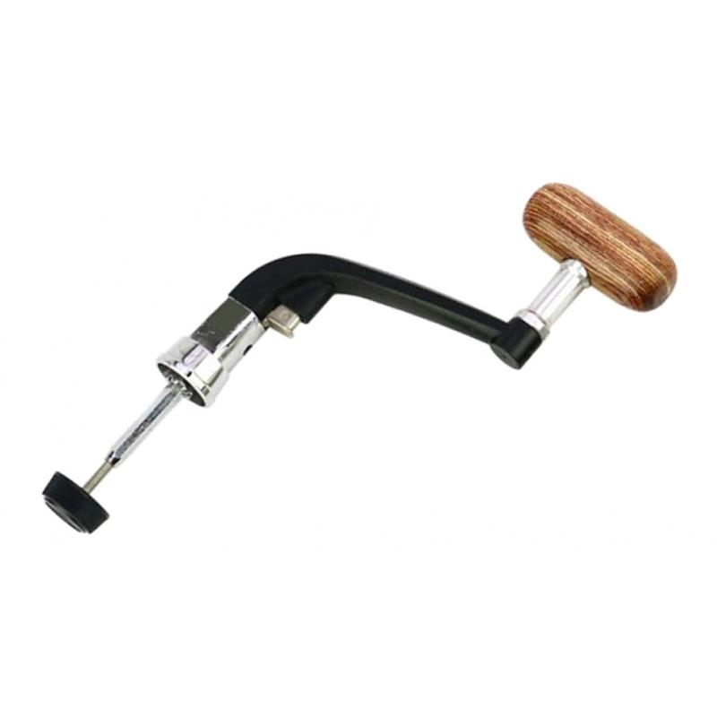 Metal Spinning Fishing Reel Handle Rocker Arm Wooden Crank Handle Black L