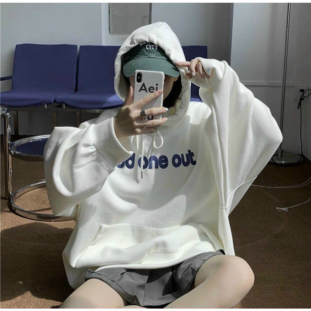 Áo hoodie zip nữ - Sweater nỉ form rộng có mũ dáng cute Hàn Quốc, Áo hoodie chống nắng logo in odd one out nón 2 lớp form dưới 70kg, áo khoác hoodie chống nắng chống mưa cho cặp đôi nam nữ