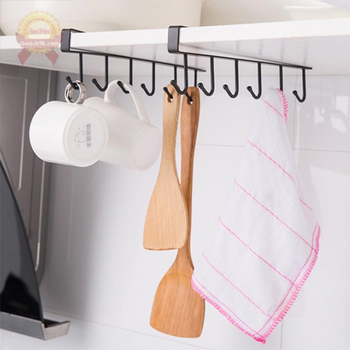 Móc cài trên tủ 6 giá treo quần áo bằng thép cao cấp chịu lực treo cốc dao thìa túi nhà bếp