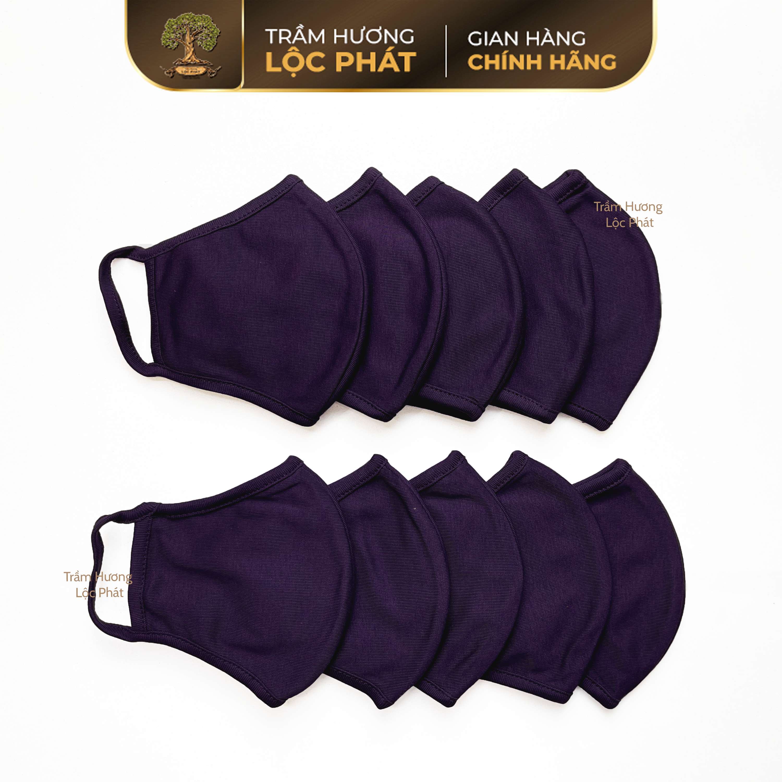 Khẩu Trang Vải Nam Nữ Khẩu Trang Màu Hồng Quyến Rũ Cotton Nhật Cao Cấp Chống Nắng Combo 10 Cái - Tím Đậm