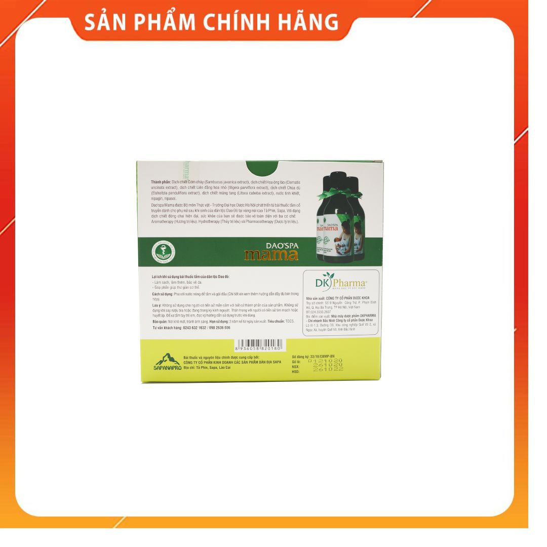 Dung dịch xông tắm cho mẹ sau khi sinh DK Pharma Dao'Spa Mama 3 chai 250 ml