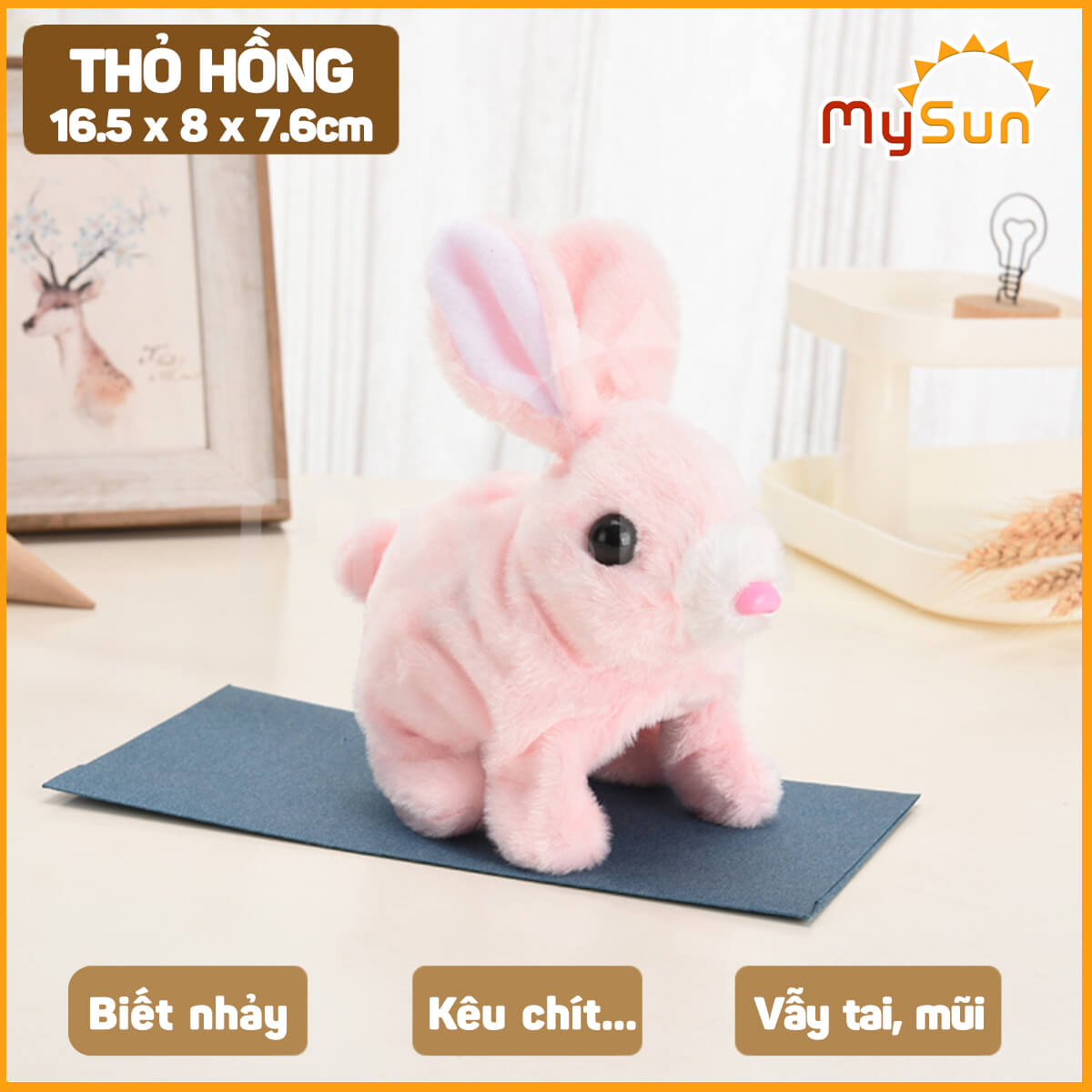 Đồ chơi Robot thú cưng con mèo, thỏ biết đi biết nhảy, biết kêu, vẫy đuôi cho bé tặng PIN AA - MySun