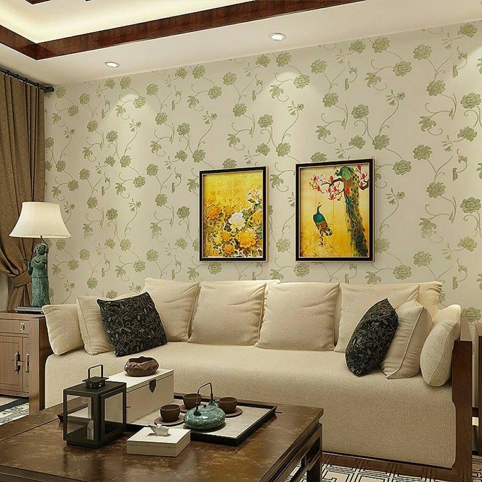 Giấy dán tường hoa leo xanh