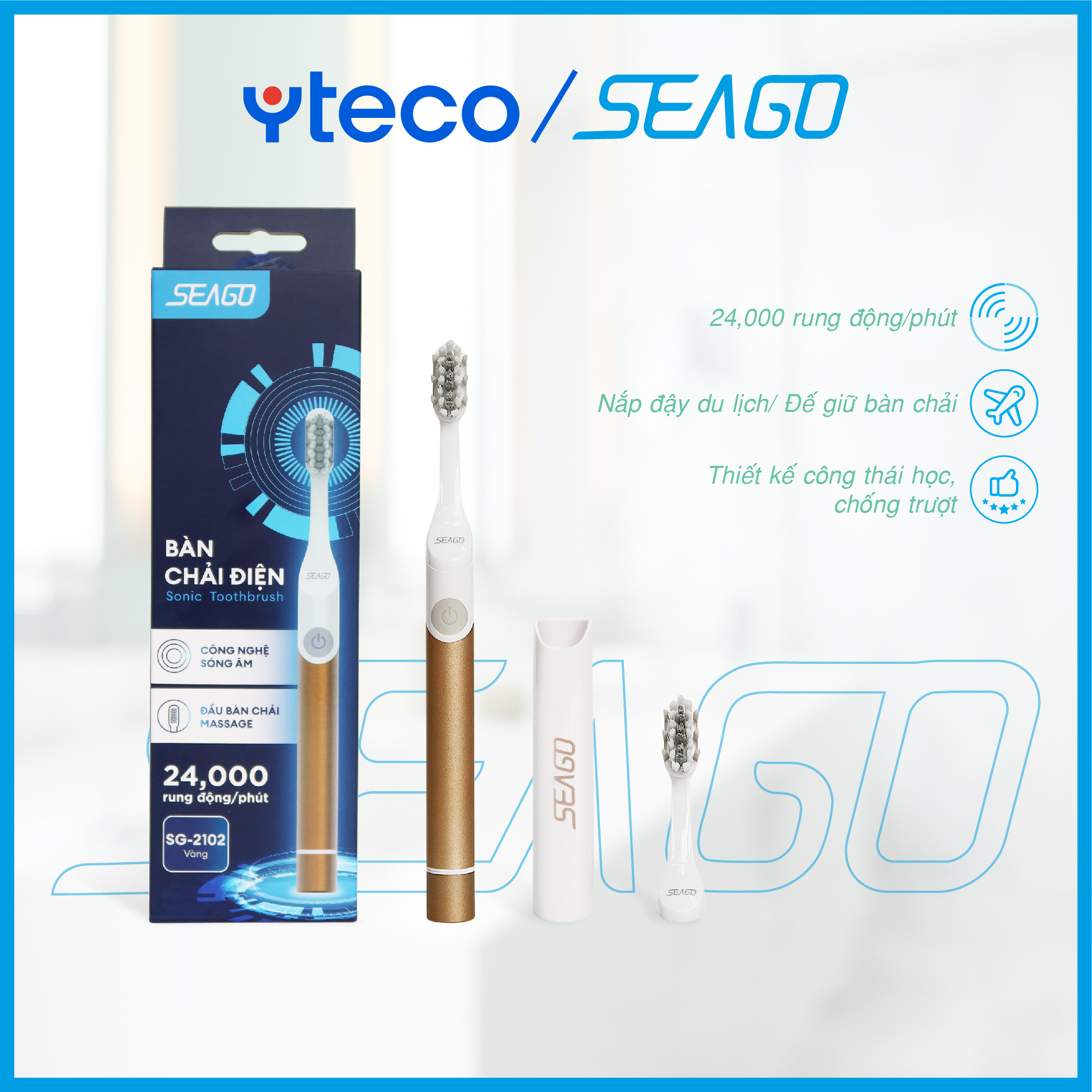 Bàn chải điện sóng âm Seago SG-2102