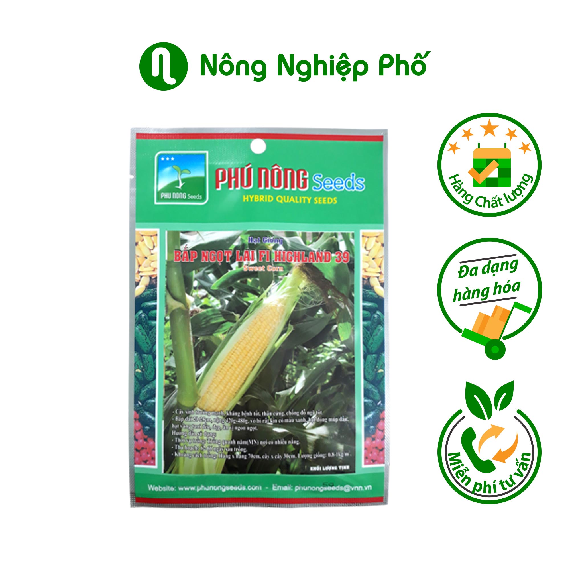 Hạt giống Bắp ngọt lai ( Bắp Mỹ ) F1 Phú Nông - Gói 5g