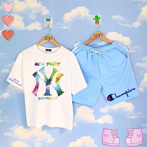 Set đồ bộ Quần Shorts Lửng Kẻ 3 Sọc Quần Ulzzang Ống Rộng Quần Đùi Kẻ Sọc