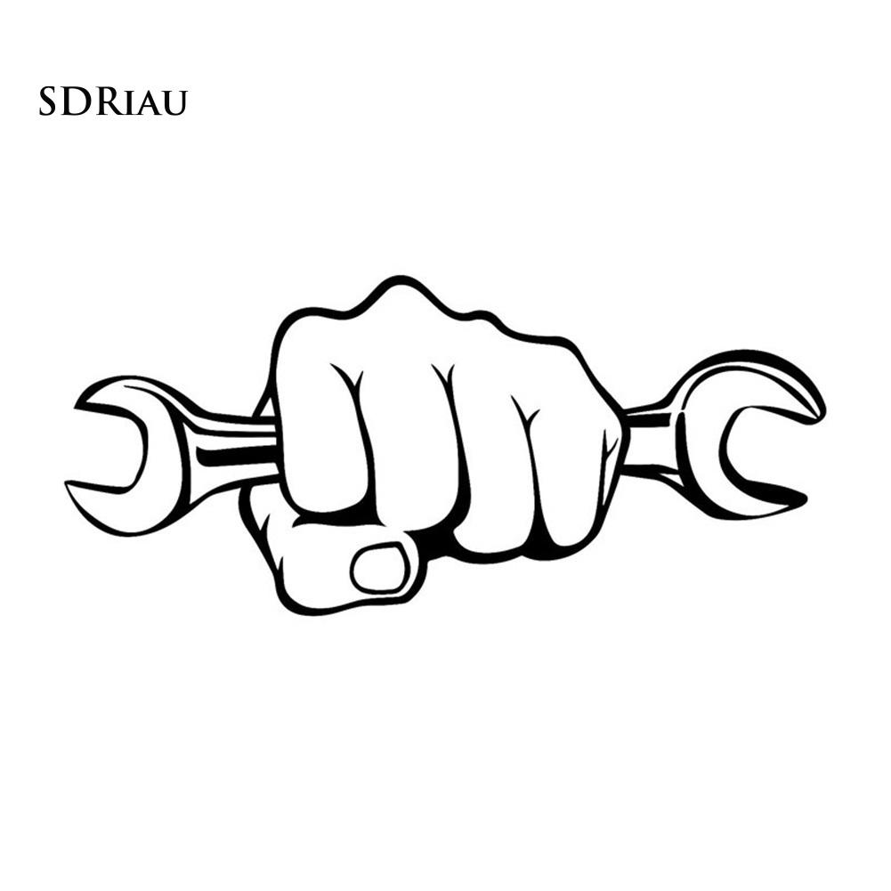Decal Dán Trang Trí Xe Hơi / Mô Tô Hình Cờ Lê Độc Đáo