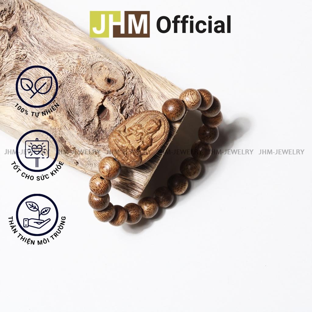 Vòng tay trầm hương tốc dành cho nữ tuổi Mùi, tuổi Thân 8mm JHM phối mặt bản mệnh Như Lai Đại Nhật