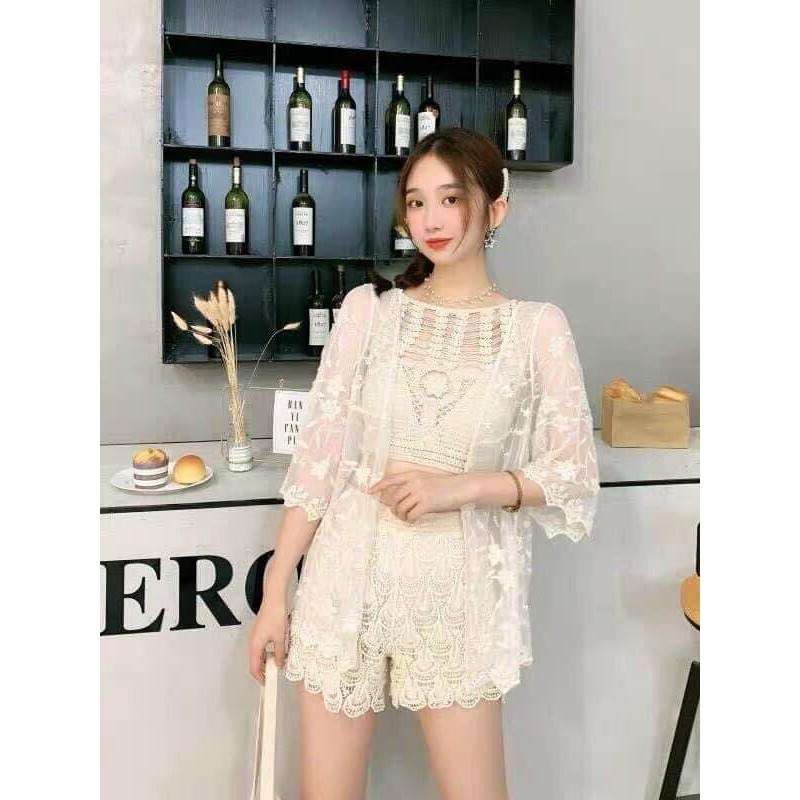 19-Set bikini ren đi biển 3 món- có bán rời