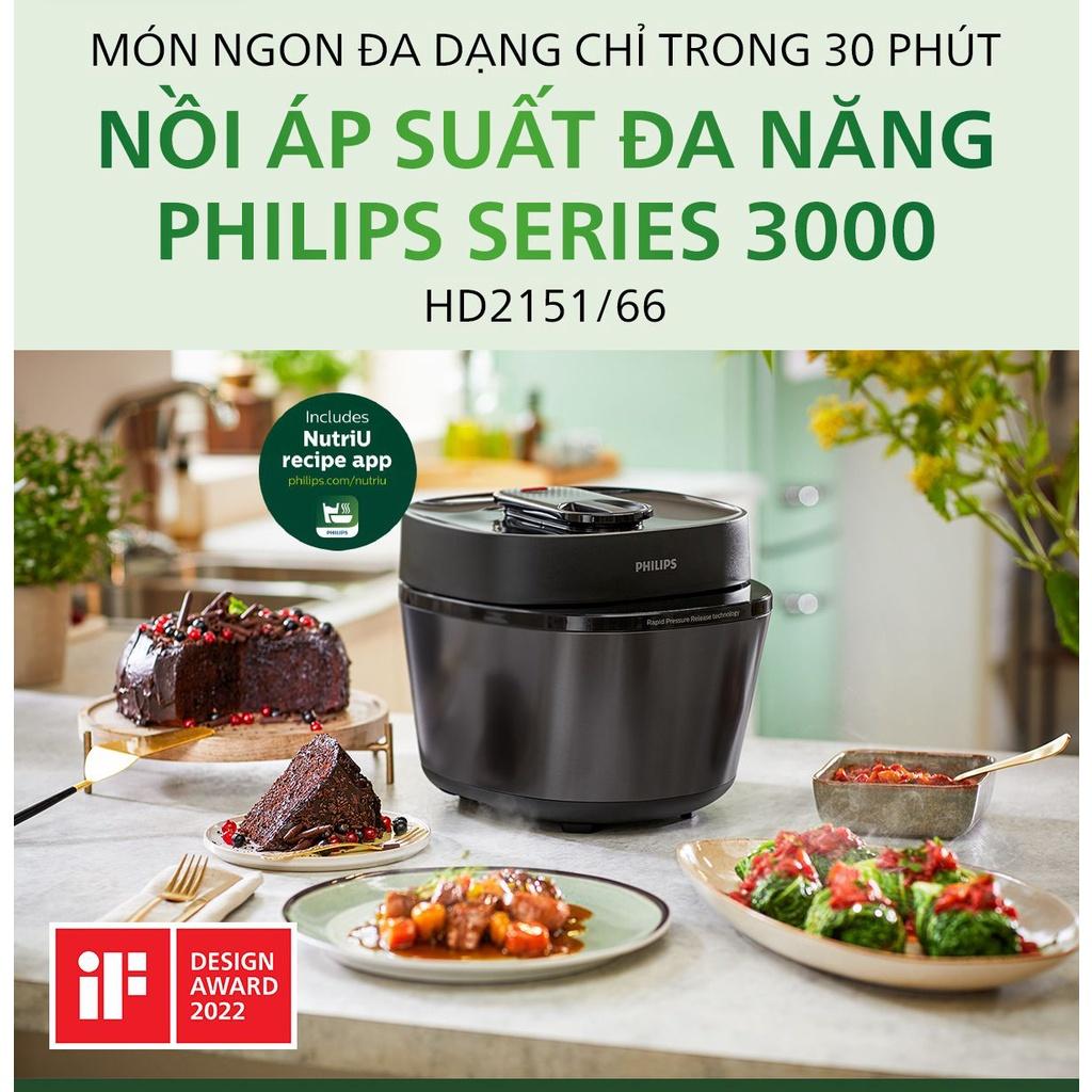 Nồi Áp Suất Điện Philips HD2151/66, 5.0Lit-1090W, Hệ thống kiểm soát hương vị,35 chương trình cài đặt sẵn, hàng chính hãng