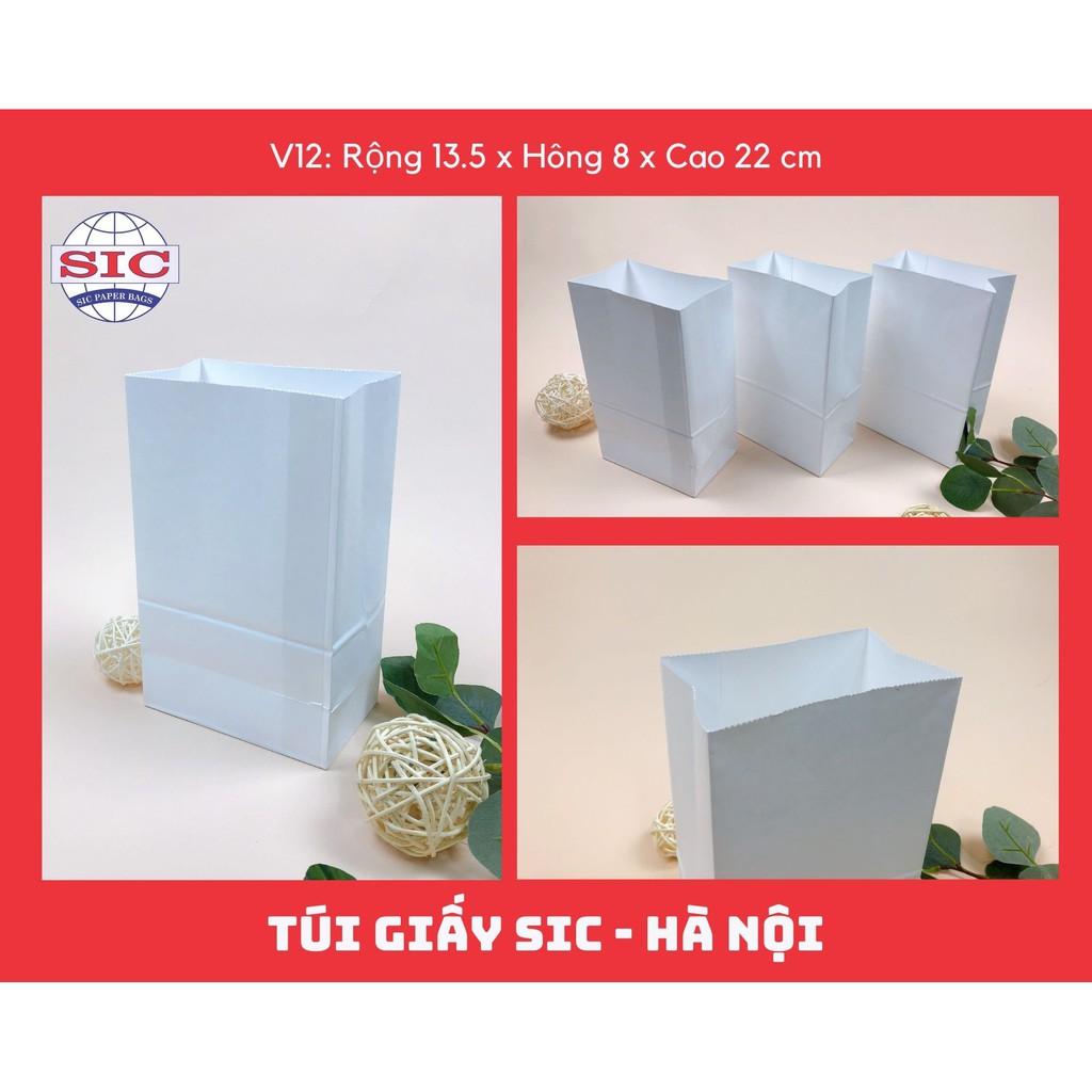 100 CHIẾC TÚI GIẤY KRAFT V12: 13.5x8x22 MÀU TRẮNG KHÔNG QUAI