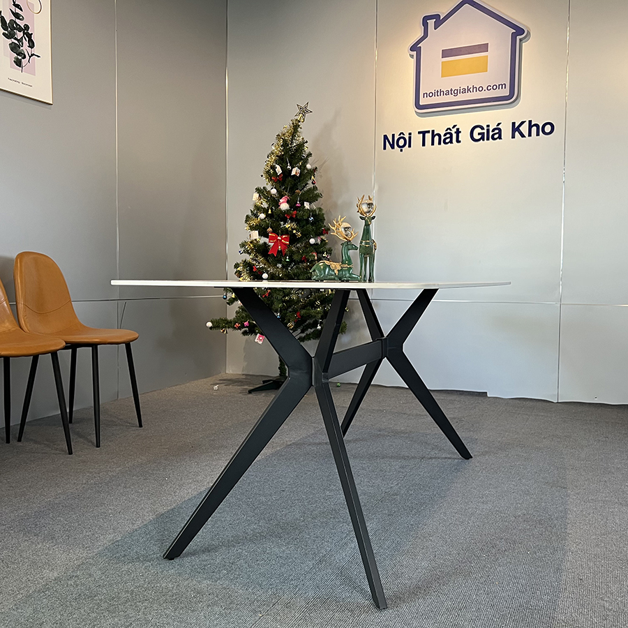 Bàn ăn mặt đá ceramic bóng chân chữ H
