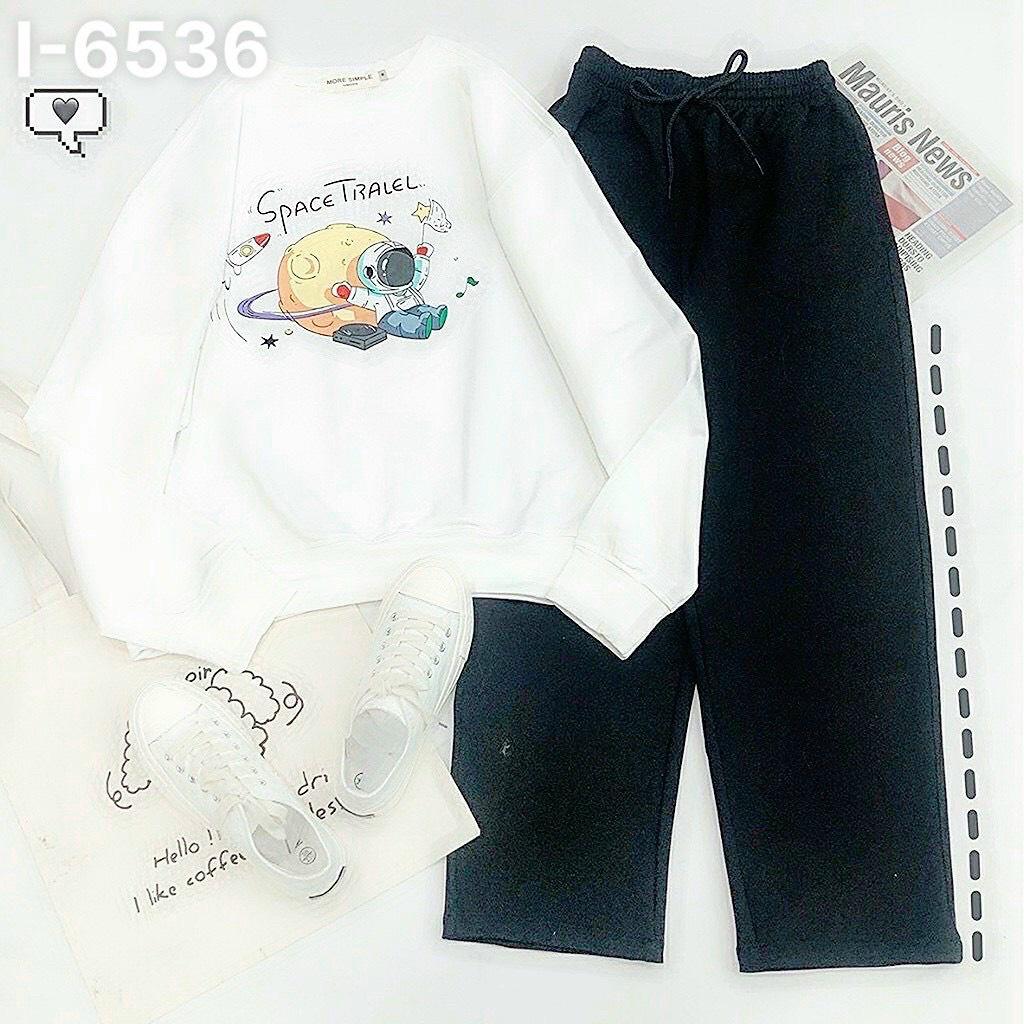 Áo Thun Sweater Nữ Tay Dài In Họa Tiết Vũ Trụ Space Travel