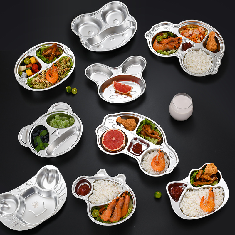 khay cơm,khay ăn dặm hình gấu Bear cho các bé inox 304 cao cấp 100% ( tặng hộp thìa đũa bear)