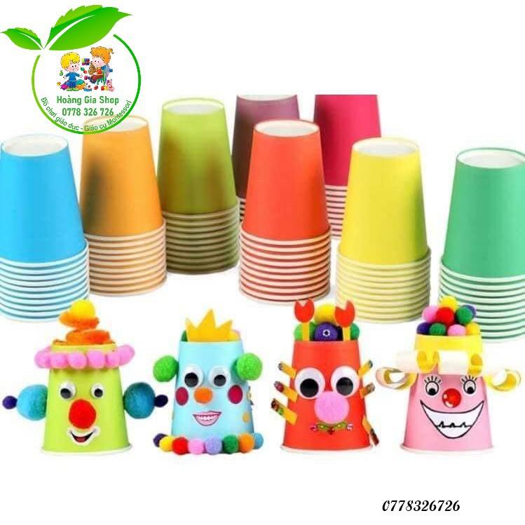 Set 10 cốc giấy nhiều màu cho bé