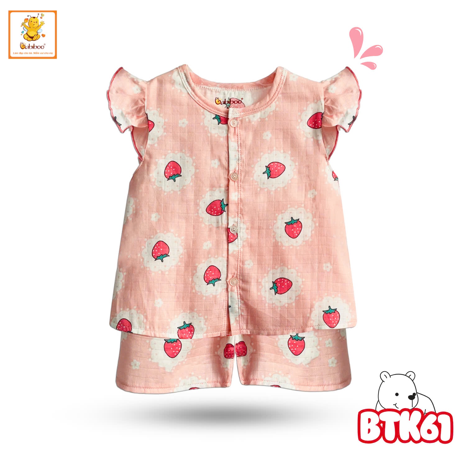 Đồ bộ bé gái Babiboo bộ sát nách nách tiên vải xô tre mềm mát, xinh xắn BTK61 ( Họa tiết ngãu nhiên)