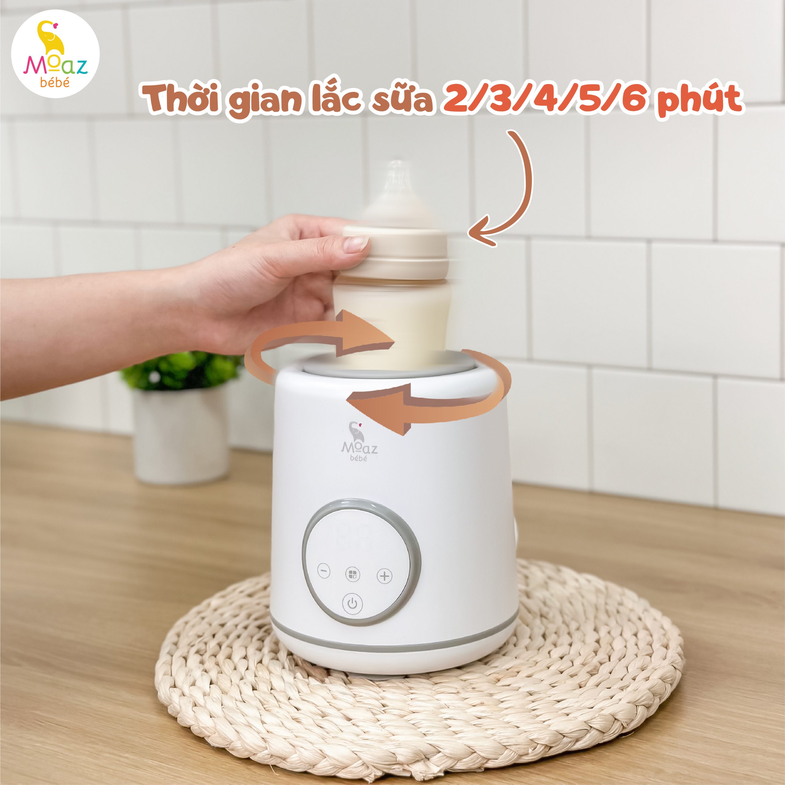 Máy lắc bình sữa và giữ ấm sữa thông minh Moaz BéBé MB079