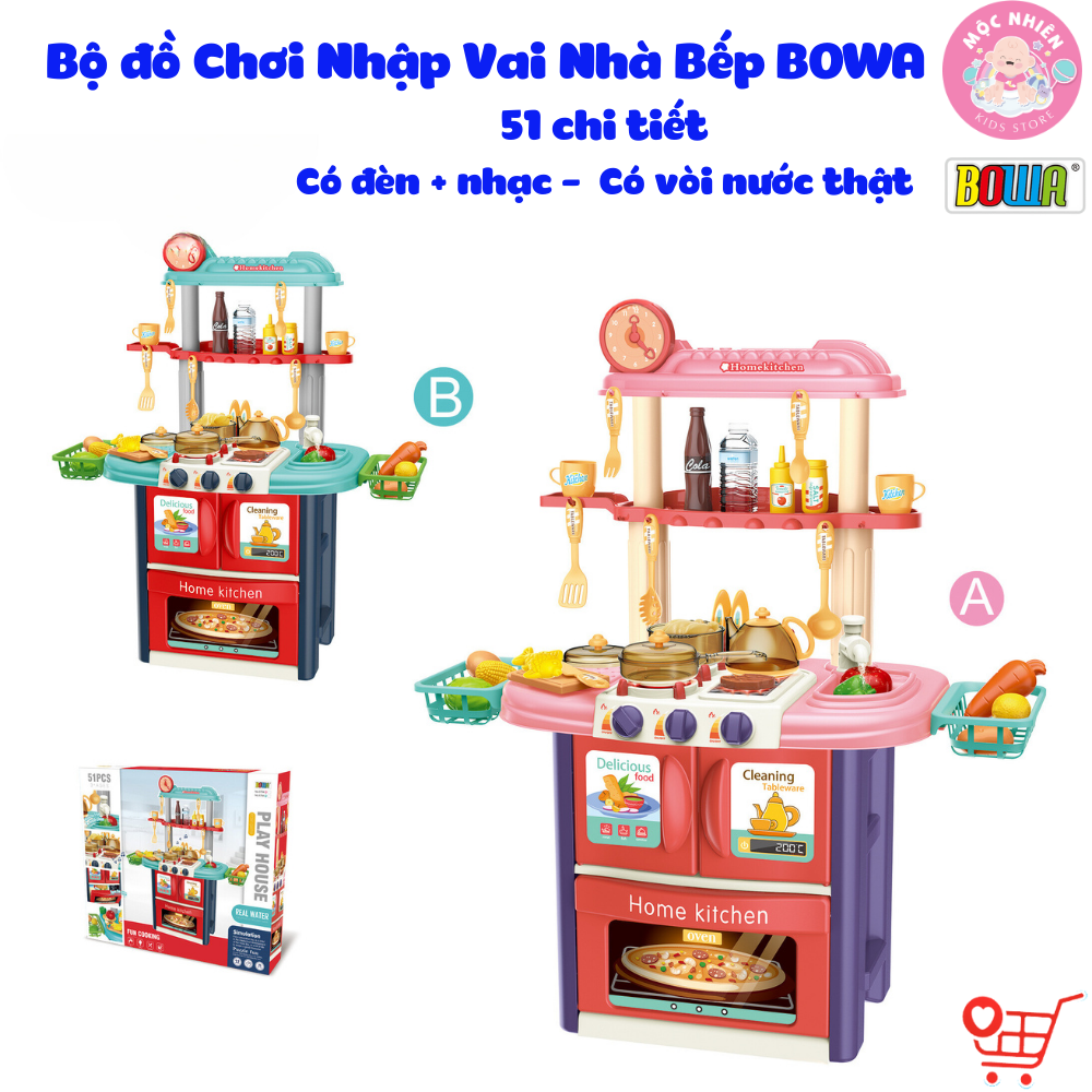 Đồ Chơi Nhập Vai Đầu Bếp BOWA 8764AB -Bộ Nhà Bếp 51 Chi Tiết, Có Đèn, Nhạc - Dành Cho Bé Từ 3 Tuổi