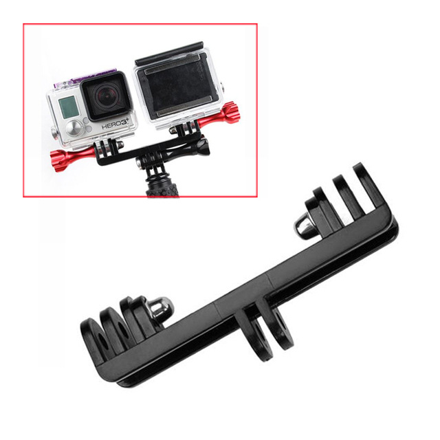 Mount đôi gắn 2 thiết bị dùng cho GoPro  Sjcam, Xiaomi với đèn led