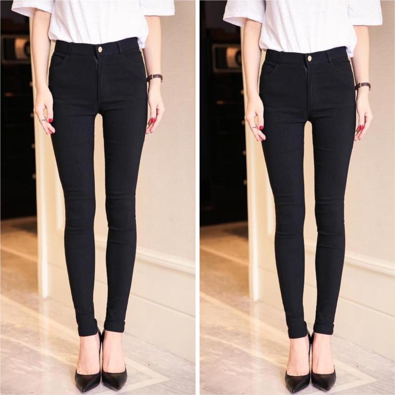 [ SIZE ĐẠI 60kg~90kg] Quần jean dài đen tuyền big size co dãn mạnh vải jean mềm lưng cao 2700 (có rách gối)