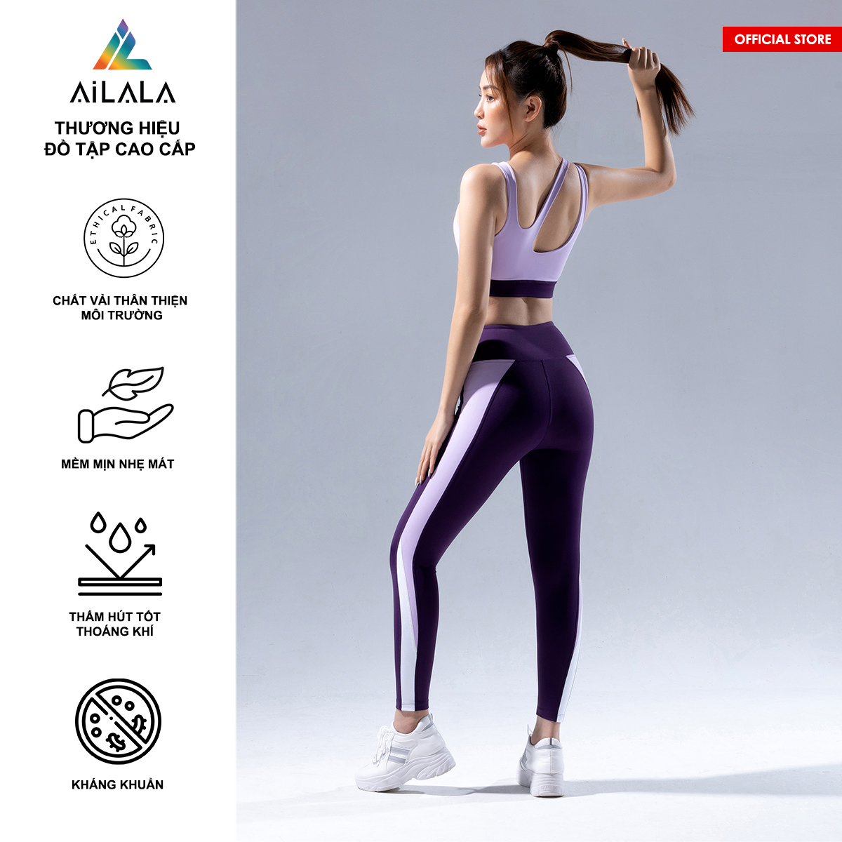 Bộ quần áo thể thao nữ AiLALA LUX49B, Đồ tập Yoga Gym Pilates, chất vải Hi-tech cao cấp