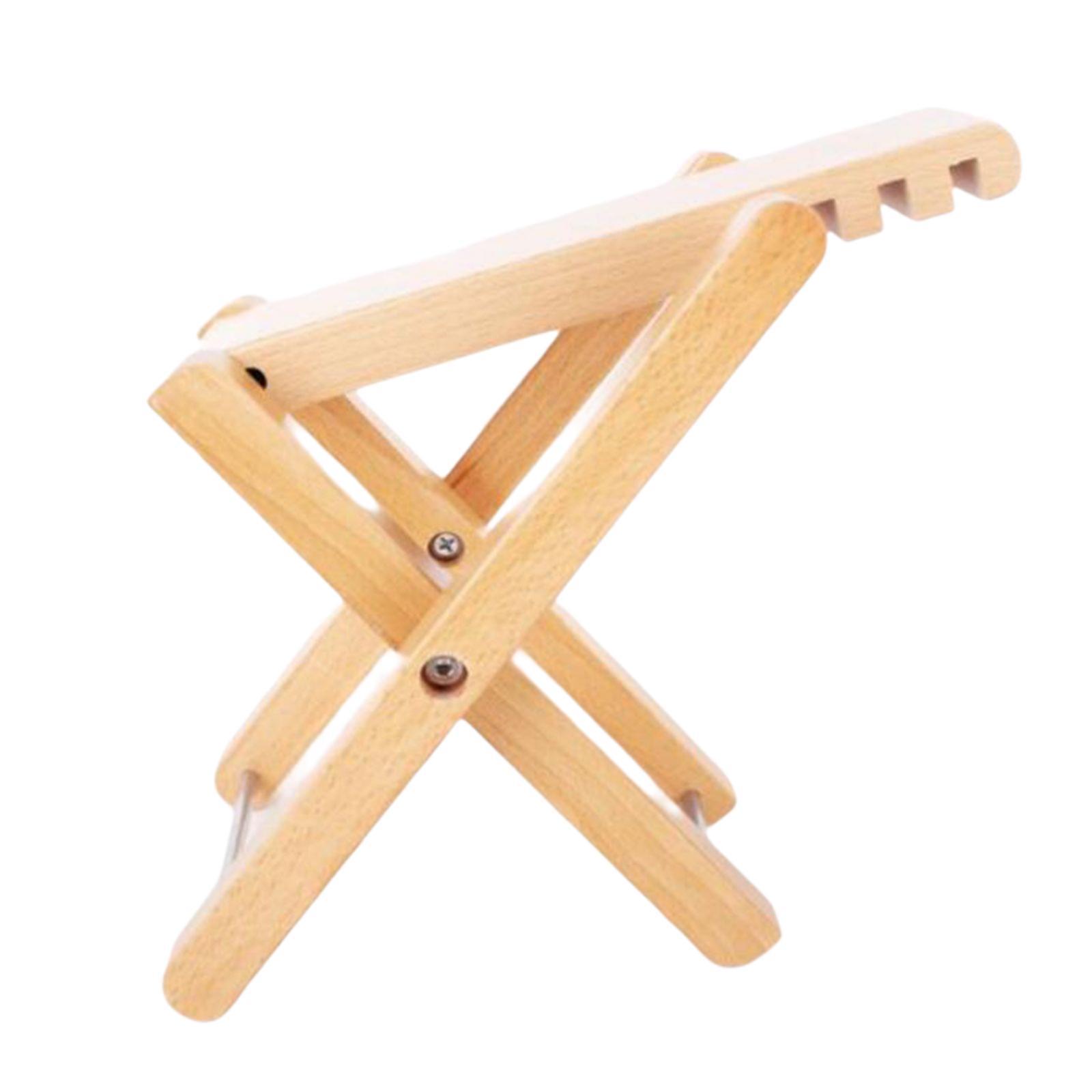 Wood Guitar Footstool Durable Non-Slip Adjustable Height 4 Level Guitar Foot Stand for Folk Bass