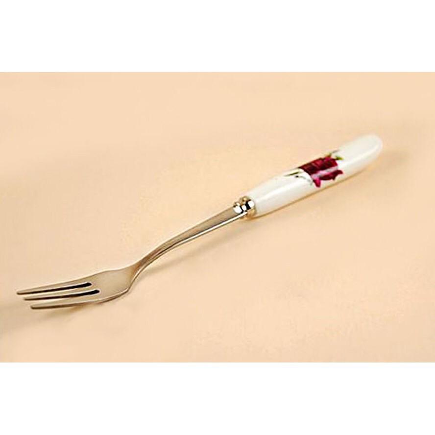 Dĩa inox cán sứ