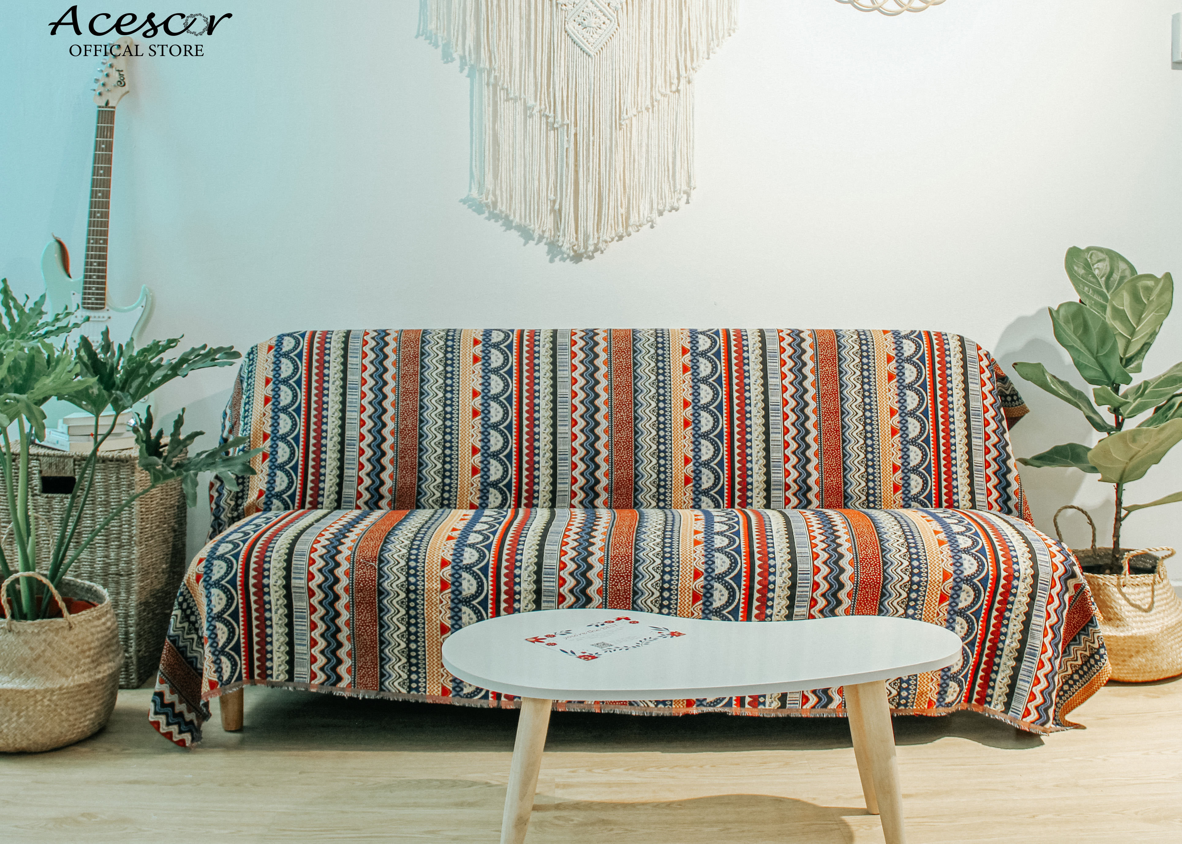 Thảm Thổ Cẩm Chăn Phủ Ghế Sofa, Khăn Trải Bàn, Thảm Trải Sàn CTC01- Trang Trí Phòng Khách, Phòng Ngủ