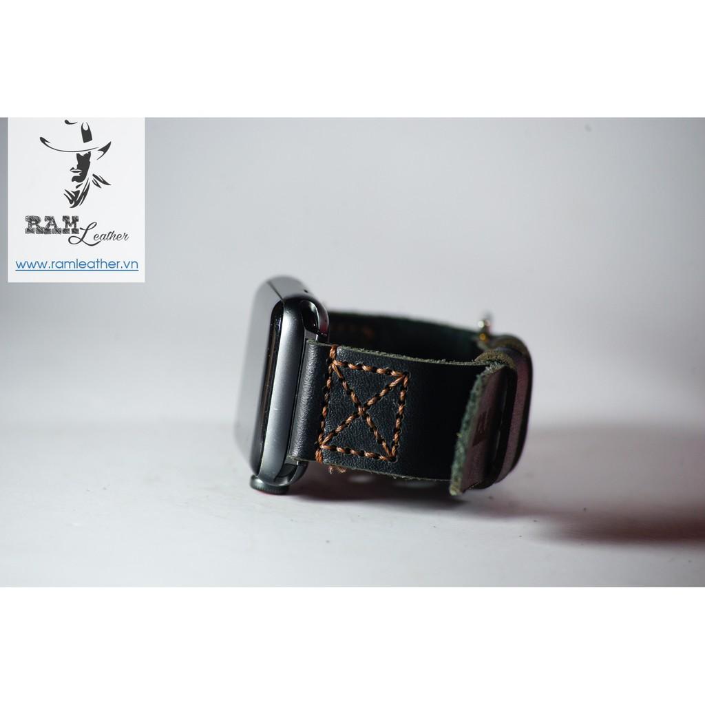 DÂY ĐỒNG HỒ DA BÒ HANDMADE - RAM SIMPLE X PILOT ĐEN