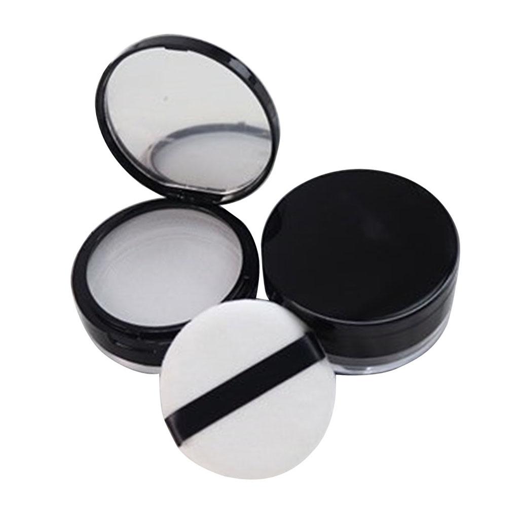 20g Empty Loose Powder Case Facial Blusher Container Jars W/ Puff Blender 2x