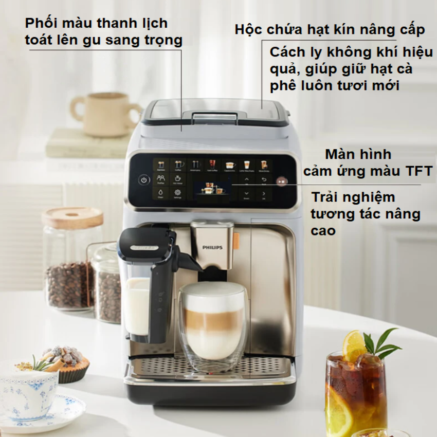 HÀNG CHÍNH HÃNG - Máy pha cà phê tự động Serial 5200 pha 12 loại đồ uống khác nhau. Thương hiệu Hà Lan cao cấp Philips - EP5242/62