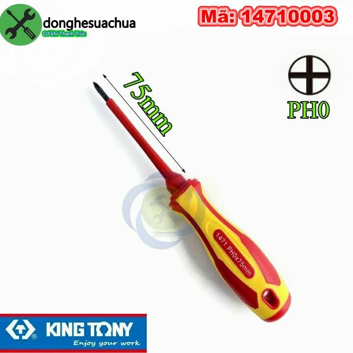 Vít bake cách điện PH2 Kingtony 14710204 dài 100mm cán đỏ - vàng