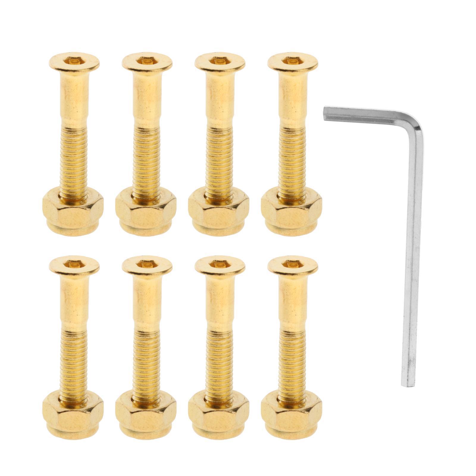 8x Longboard Skateboard Wheel Repair Hardware Screws with Wrench 1'' Black