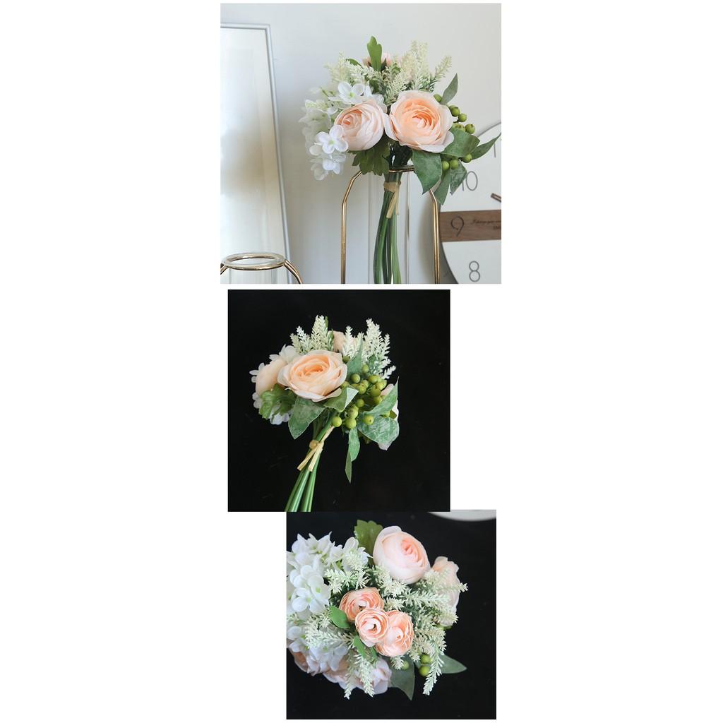 Hoa lụa bó hoa Trà lụa cao cấp, hoa cô dâu hoa decor trang trí
