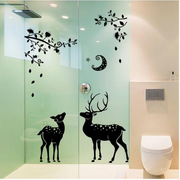 Decal trang trí tường - Cặp Nai Bắc Âu Đen đẳng cấp