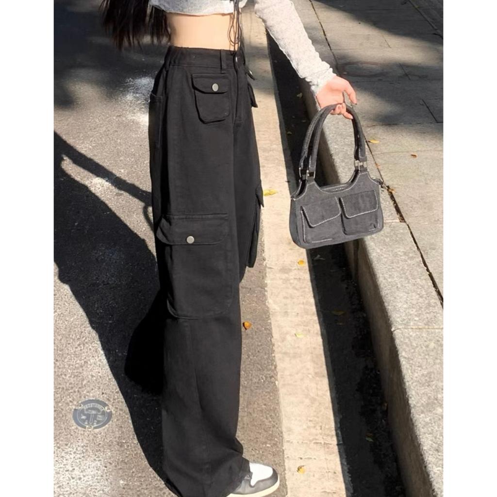 Quần kaki Cargo dài suông ống rộng 4 túi hộp màu trơn form nam nữ unisex - Quần baggy kaki style Ulzzang